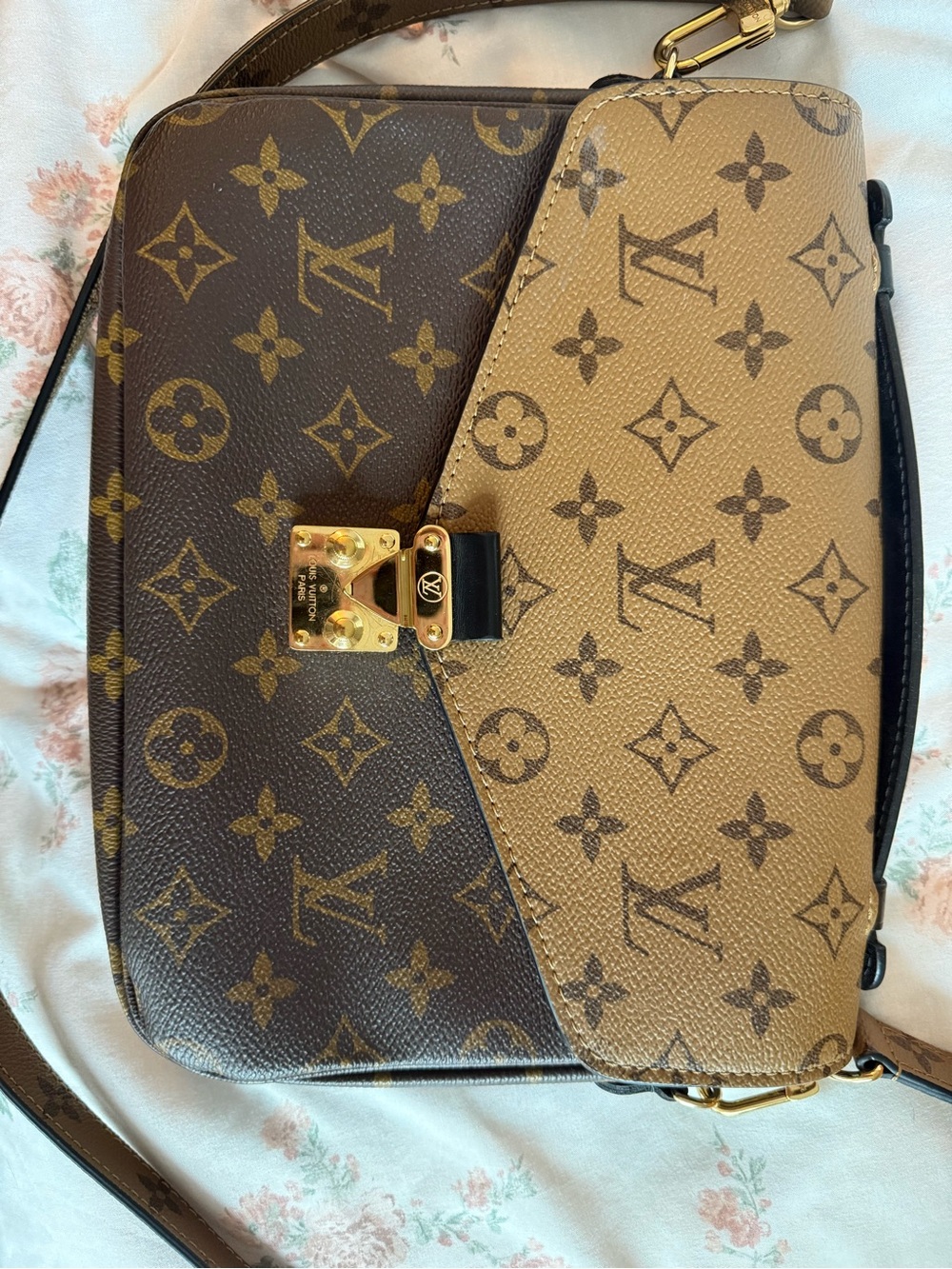 Louis Vuitton Two-Tone Monogram Crossbody in Brown and Tan with Gold Hardware